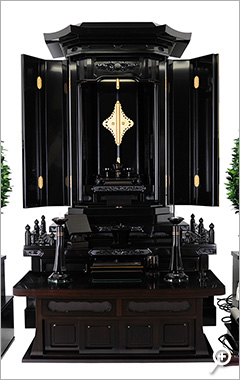 創価学会専用家具調仏壇　秀峰45号・黒檀・経机通常型