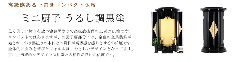 創価学会専用上置きコンパクト仏壇　ミニ厨子 うるし調黒塗