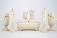 銅器優型パールアイボリー桜彫金7点セット