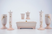 銅器優型パールピンク桜彫金7点セット